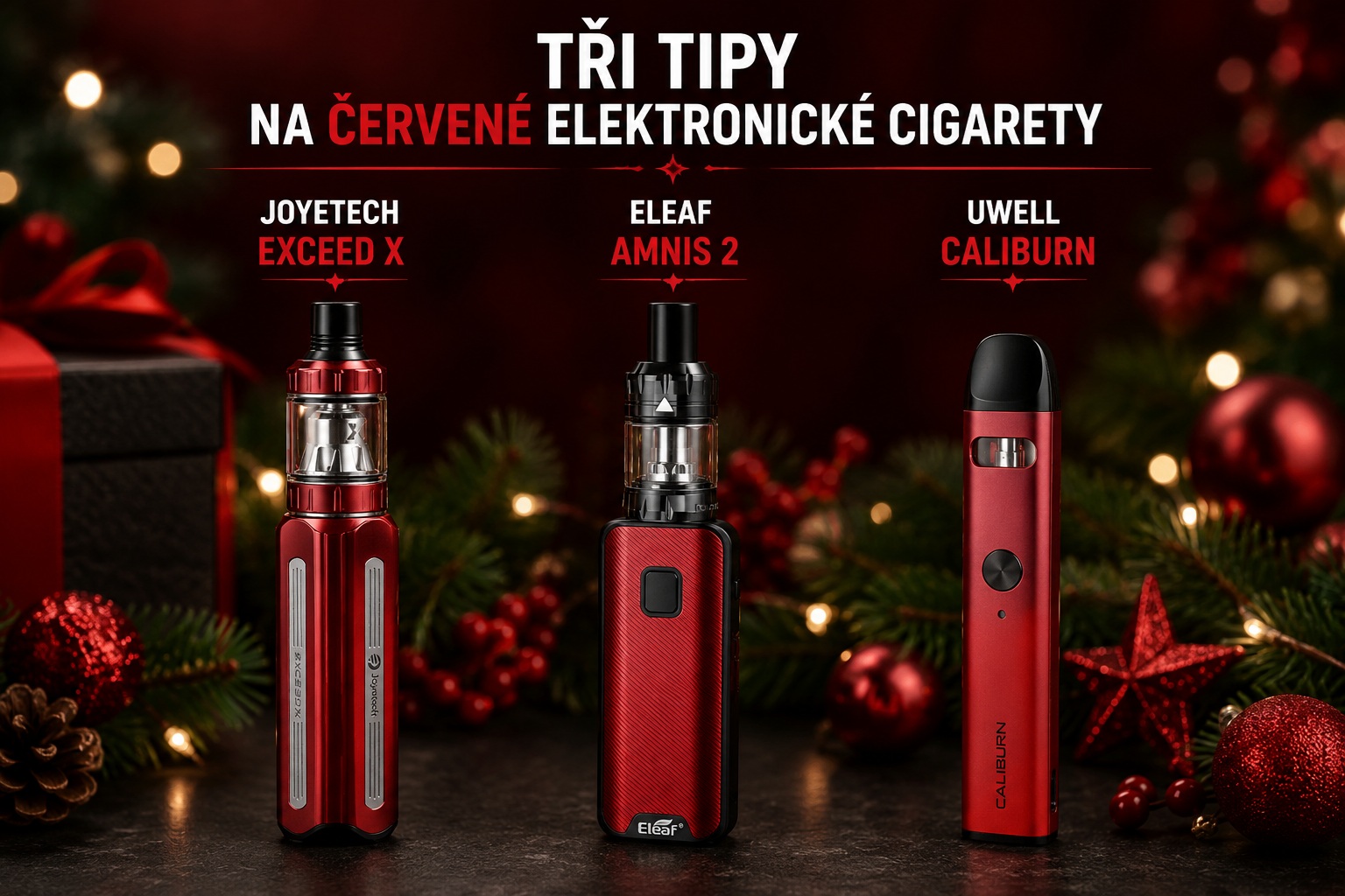 Tři typy na červené elektronické cigarety